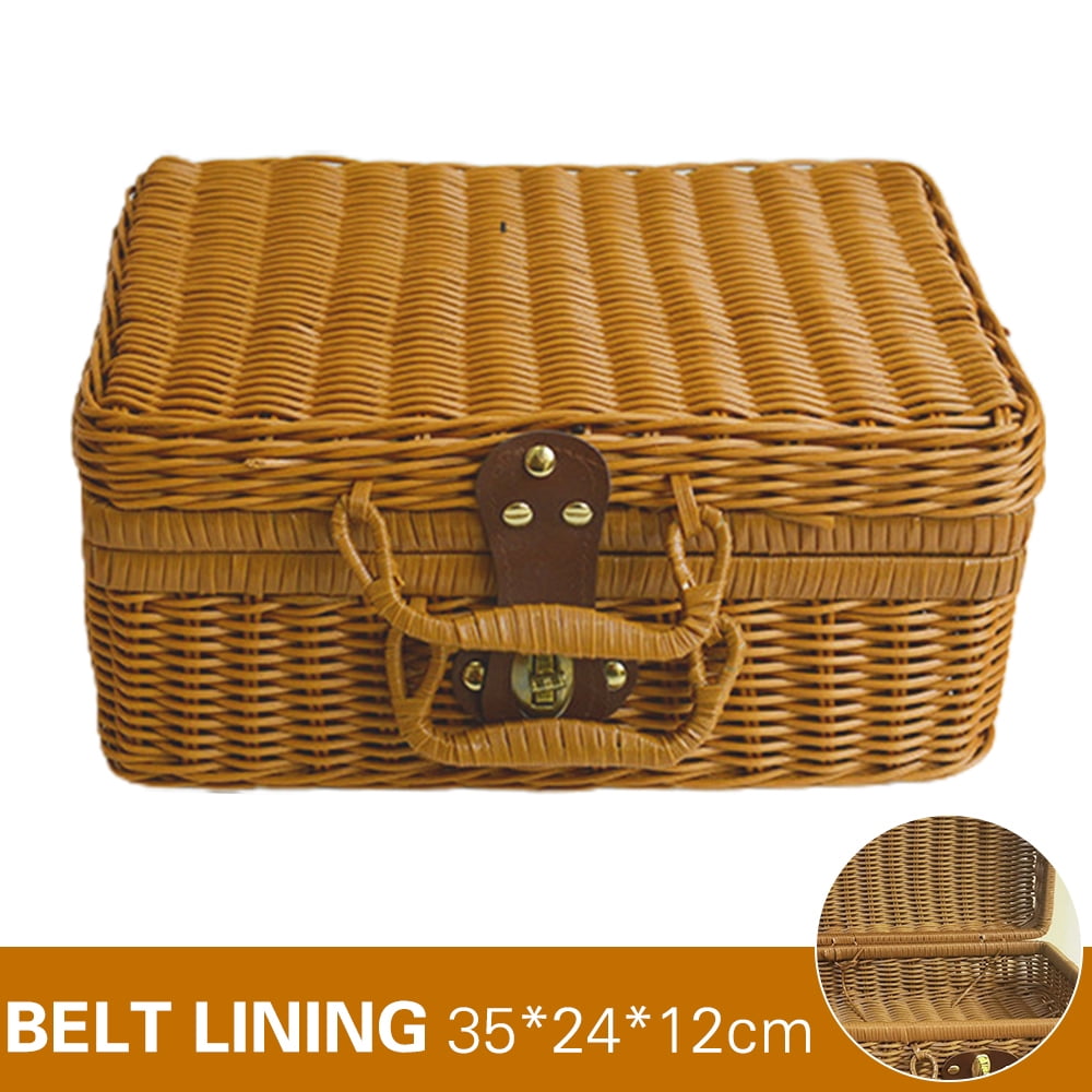 Picnic Basket Large Size Organizer Container Storage Basket With Lid