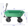thumbnail image 2 of Folding Garden Dump Truck Cart – Heavy Duty Steel Frame, 10" Pneumatic Tires, 300 lbs Capacity, 75L Poly Body, Grass Green Yard & Garden Utility Wagon, 2 of 9