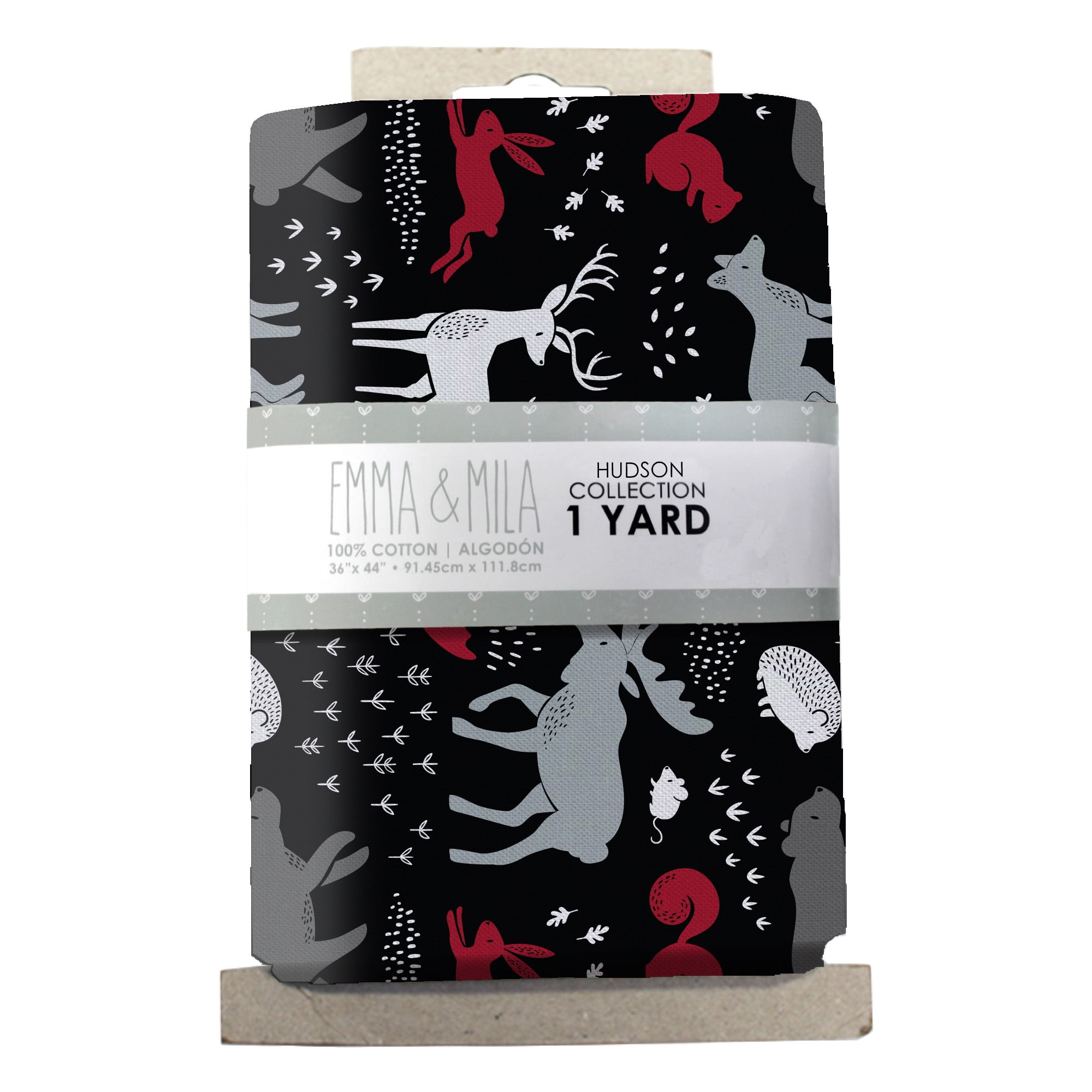 (2 pack) Eugene Textiles Premium Hudson Forest Animals Print , Width 44' 100% Cotton Fabric, Black color