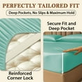 thumbnail image 3 of Amay Luxury Satin Silk Bed Sheet Set - 4 Piece Bedding Set with Fitted Sheet, Flat Sheet & 2 Pillowcases - Ultra Soft, Smooth, Wrinkle Resistant ( Full, Aqua ), 3 of 6