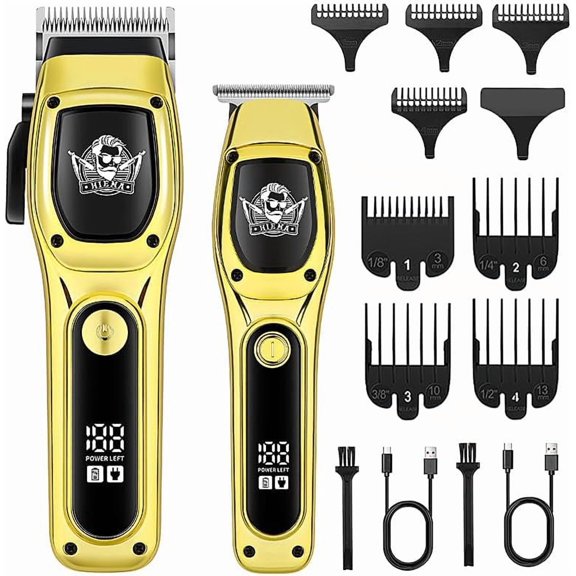 HIENA PRO Professional Hair Clippers Men Electric Hair Clipper Set for Barber Kit Hair Clipper and Trimmer Set Full Barber Clipper Set with LED Display
