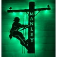 thumbnail image 3 of Craftnamesign Personalized US Lineman Metal Wall Art With LED Light, Lineman Metal LED Decor, 3 of 5