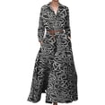 thumbnail image 1 of Gibobby Vestido de verano casual para mujer Vestido de fiesta informal bohemio de manga larga con estampado de otoño para mujer con elegante cuello vuelto(Negro,G), 1 of 4