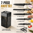 thumbnail image 2 of Xanapon Knife Set, 7 Pieces Kitchen Knife Block Set, High Carbon German Stainless Steel, Dishwasher Safe Knives with Sharpener, Black, 2 of 9