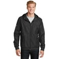 thumbnail image 1 of Sport-Tek ®  Embossed Hooded Wind Jacket. Jst53 M Black/ Black, 1 of 1