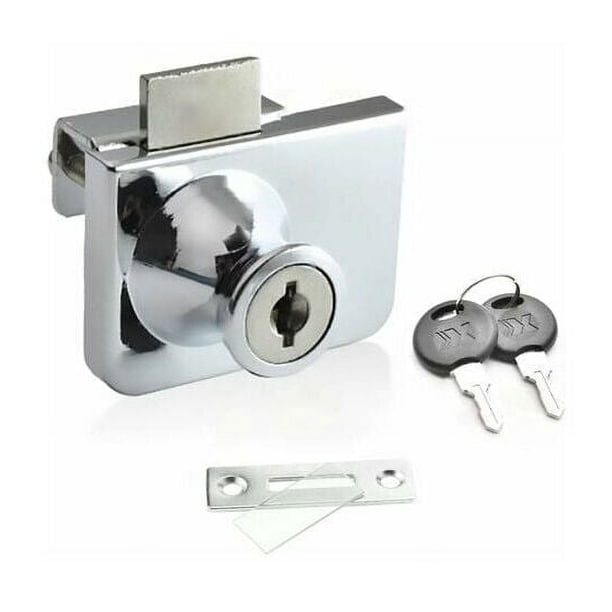 Solución de seguridad para gabinetes, cerradura de seguridad para vitrinas con puerta de vidrio de doble apertura con instalación sin perforaciones, marco de aleación de zinc, ideal para proteger