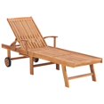 thumbnail image 2 of vidaXL Chaise Longue avec Coussin Rouge en Bois de Teck Massif, 2 of 12