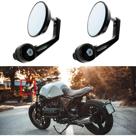 Round 7/8" Handlebar Aluminum Alloy Motocycle Rearview Mirrors Moto Bar End Motor Side Mirrors Motorcycle Cafe Racer Accessories