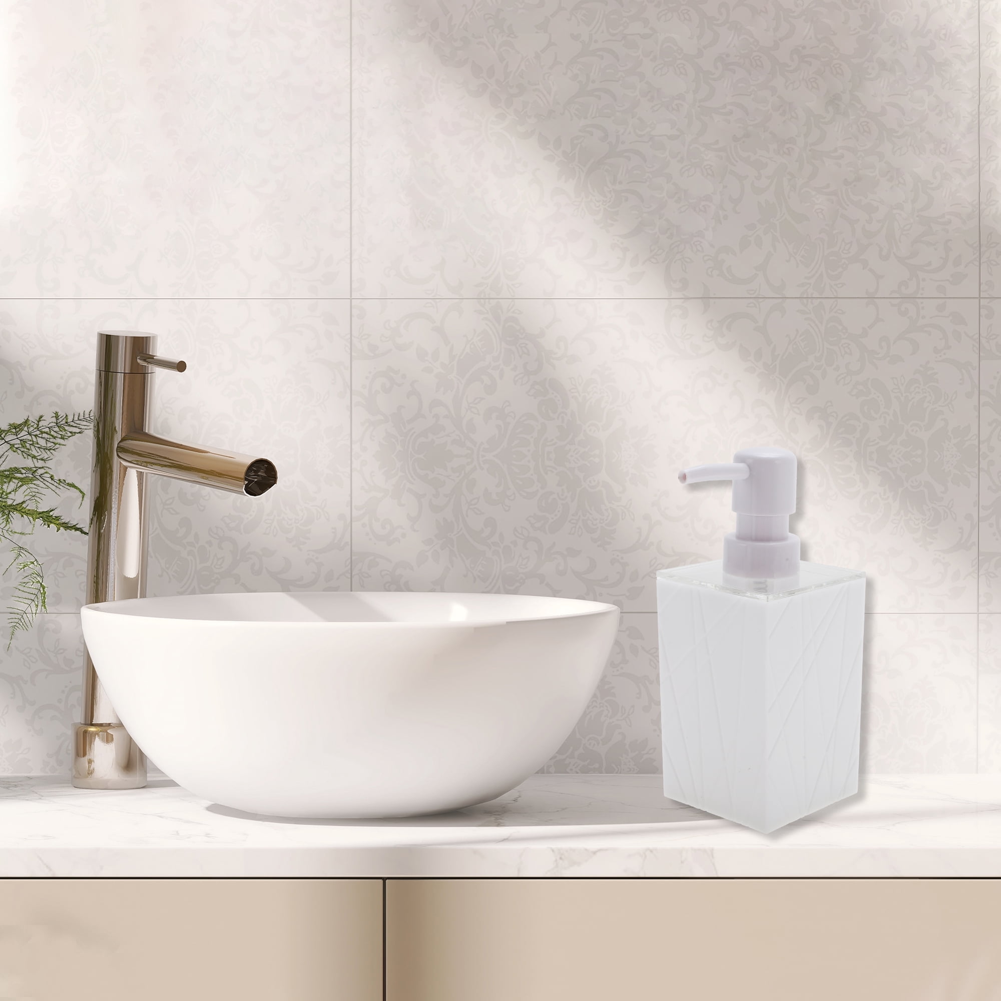Unique Bargains 1 Set  Classic Soap Pump Dispenser Set for Bathroom for Laundry Rooms White