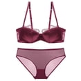 thumbnail image 1 of Gibobby Conjuntos de bragas de encaje Lencería sexy babydoll para mujer, camisón halter, babydoll para mujer, lencería sexy para sexo(Vino, 75B), 1 of 2