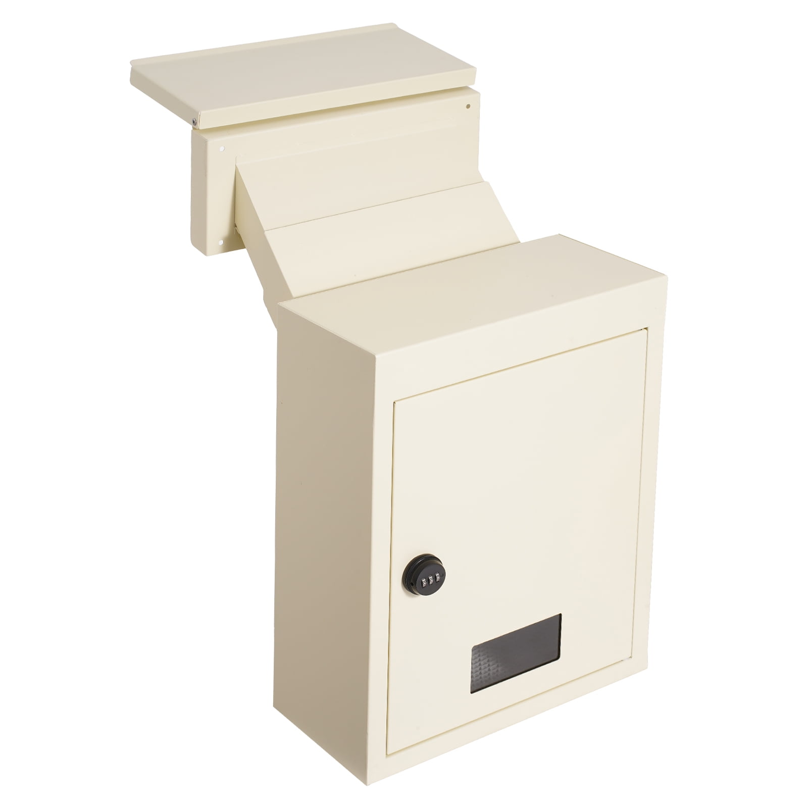 KFFKFF Secure Mail Drop Box, Wall-Mount, Beige Steel with Flexible 2.8-7.9" x 13" Combo Lock, Size 12.5x6.3x16.9 inches
