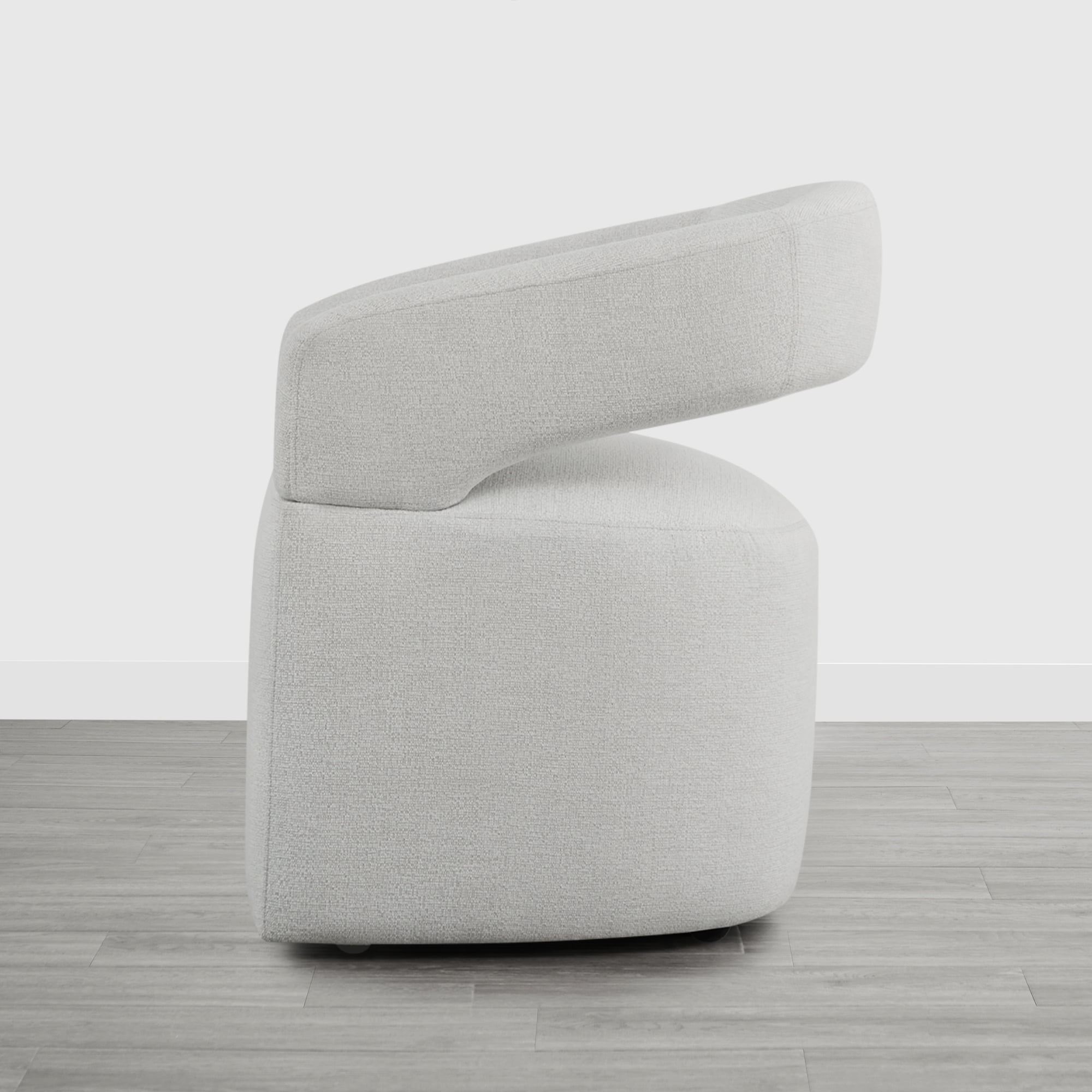 Spruce & Spring Upholstered Dining Chair with Open Back and Hidden Casters, Single, Light Grey(Multi-Colored)