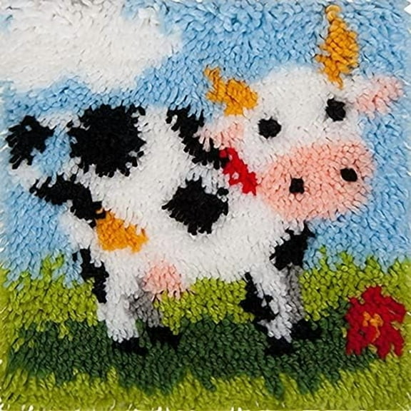 Latch Hook Kits for Kids,Latch Hook Rug Kits for Adults pillow,Creative Craft Home Decor Ideal for Learning Pillow Making(Flower,17*17in)