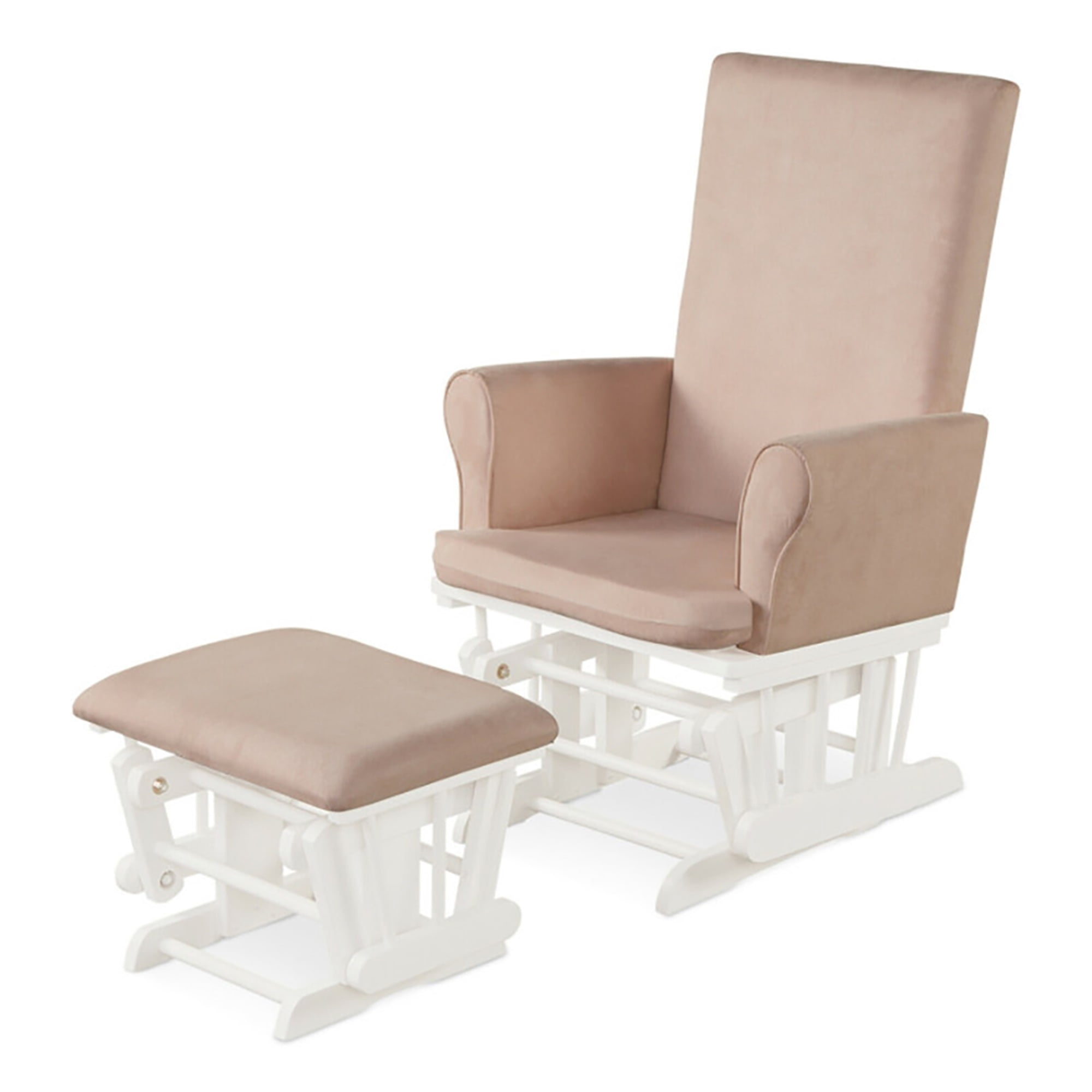 Kadyn Baby Nursery Relax Rocker Rocking Chair Glider and Ottoman Cushion Set-Pink