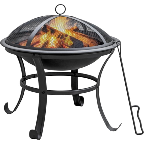 22 in Firepit for Outside Outdoor Small Fire Pit,Durable Firepit with Mesh Lid,Log Grate,and Fire Poker,Fire Pit for Outside Backyard.Deck.Camping and Picnic