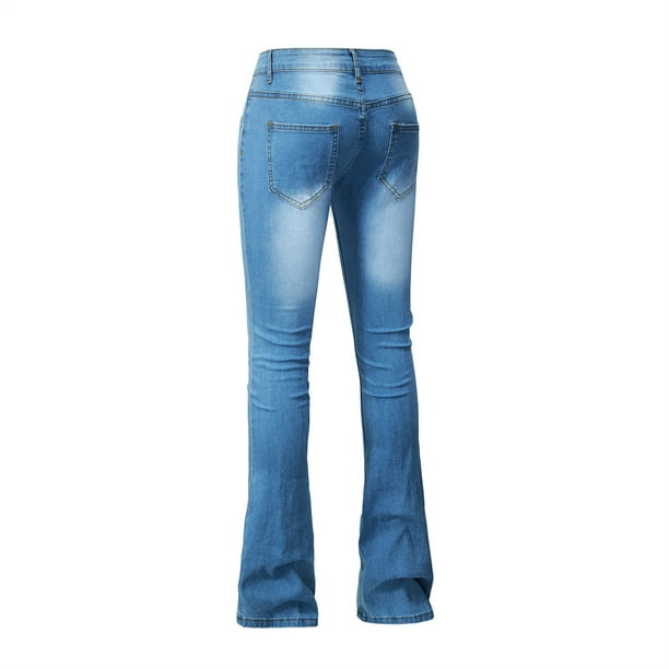 Bell Bottom Jeans for Women Pull-on High Waisted Flare Jean Stretch Classic  Skinny Bootcut Denim Pants Trousers 