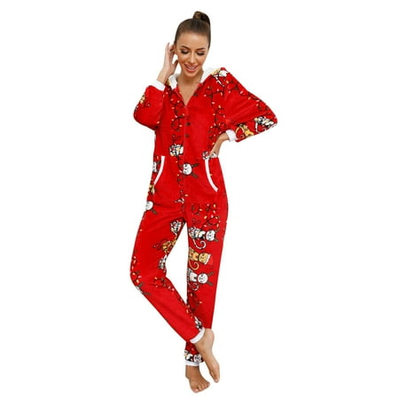 

Fleece Jumpsuit Hooded Sleepwear Christmas Plush Clubwear Rompers Onesie Women s Pajamas Pajamas Nightwear Women s Jumpsuit Cotton Button down Nightshirts for Women Sleepwear Romper Sleepwear for