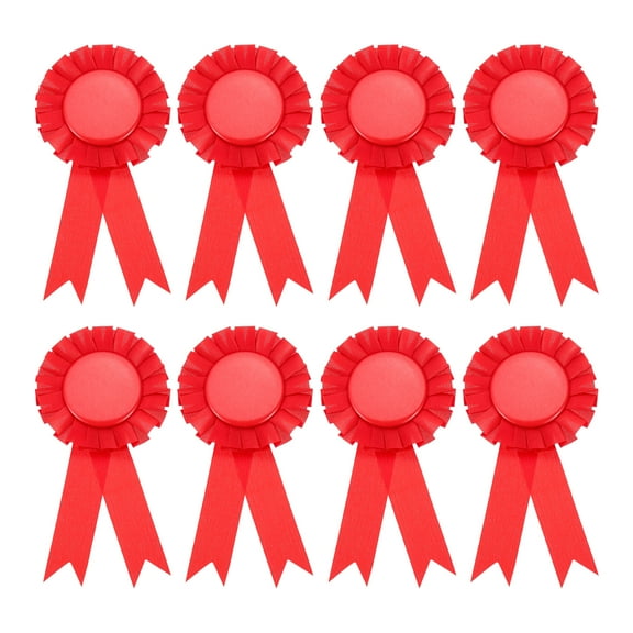 Uxcell 8Pcs Blank Award Ribbon, 6" x 3" Honorable Participation Badge Ribbons for Sports Events, Red