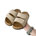 thumbnail image 4 of Kids Adjustable Double Strap Slide Sandals Boys & Girls Open Toe Slippers Soft Flat Summer Slides for Casual Daily Wear Beige Size 6-7 Years, 4 of 4