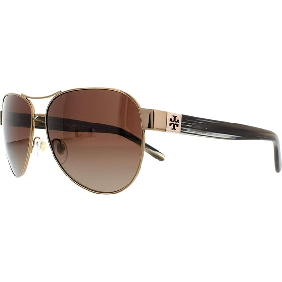 Tory Burch Womens 0ty6051 Rectangular Light Gold/Olive Horn/Brown Gradient Polarized 60 Millimeters