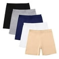 thumbnail image 2 of ATOGUTA 5-14 Years 5 Pack Girls Biker Shorts Cartwheel Bike Kids Biker Under Dress Dance Shorts Girls Clothes Beige, 2 of 5