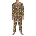 thumbnail image 3 of Yiaed Tropical Fruits Print Men’s Pajamas Set - Long Sleeve Button Down Sleep Shirt and Pajama Bottoms Sleepwear Set Mens Pjs Sets Men's Pajama Bottoms-XX-Large, 3 of 7