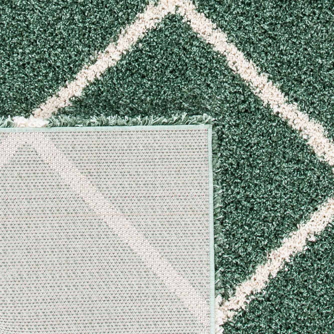 Safavieh Hudson Amias Geometric Shag Area Rug, Green/Ivory, 4' x 4' Square