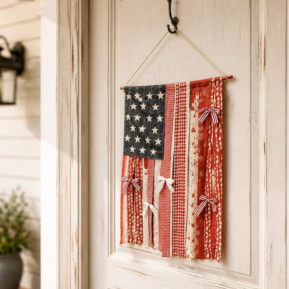 Fmbmuo Independence Day Wreath 16 Inch Star Flag Wall Hanging For 4th Of July Front Door Porch Party Decor