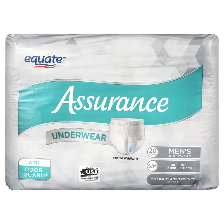   Basics Incontinence Underwear for Men, Maximum  Absorbency, Small/Medium, 60 Count, 3 Packs of 20, White (Previously  Solimo) : Health & Household