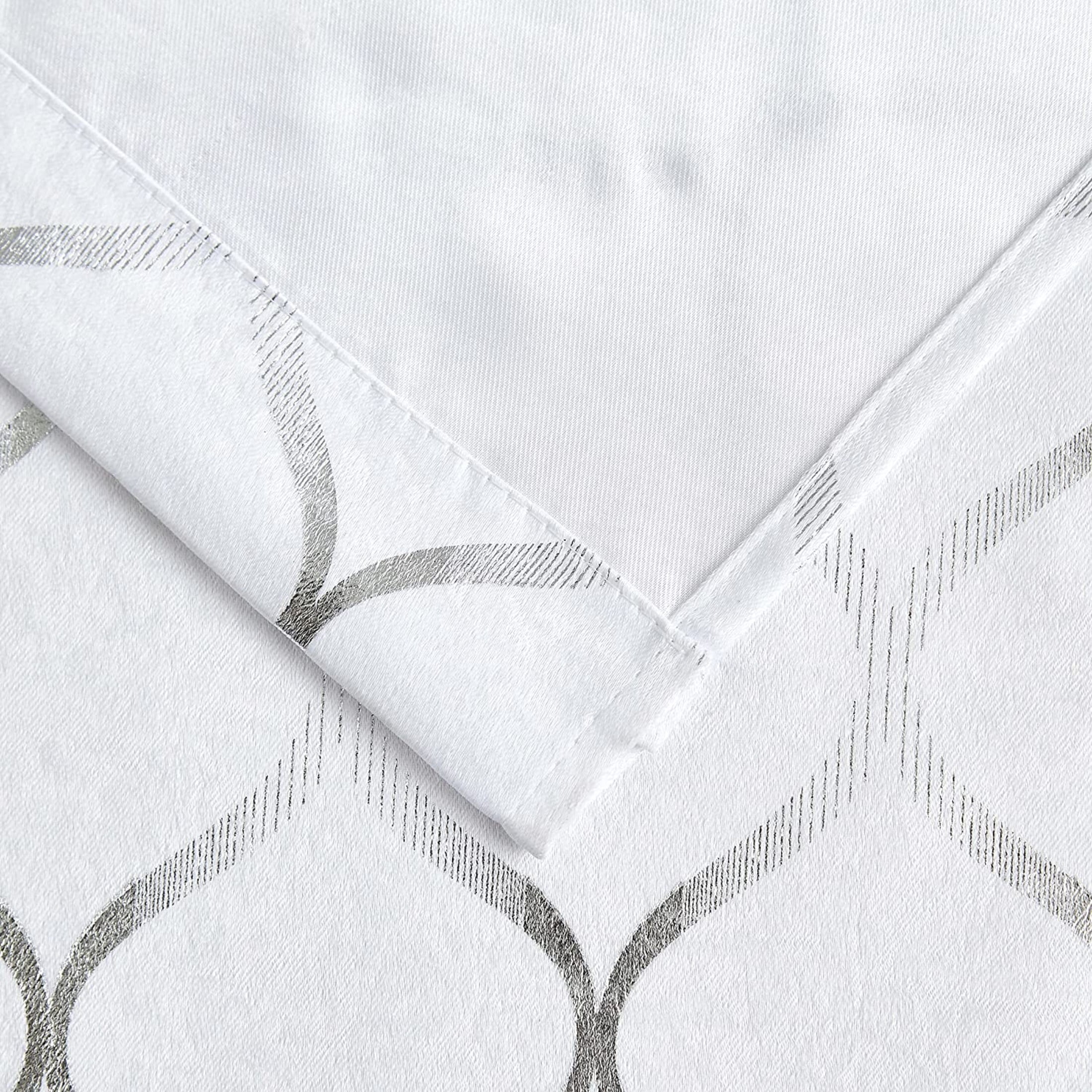 Pinewave White Blackout Curtains Mix and Match Geometric Silver Patterned,Sheer Drapes for Living Room,52w"x63L"x4,Grommet Top