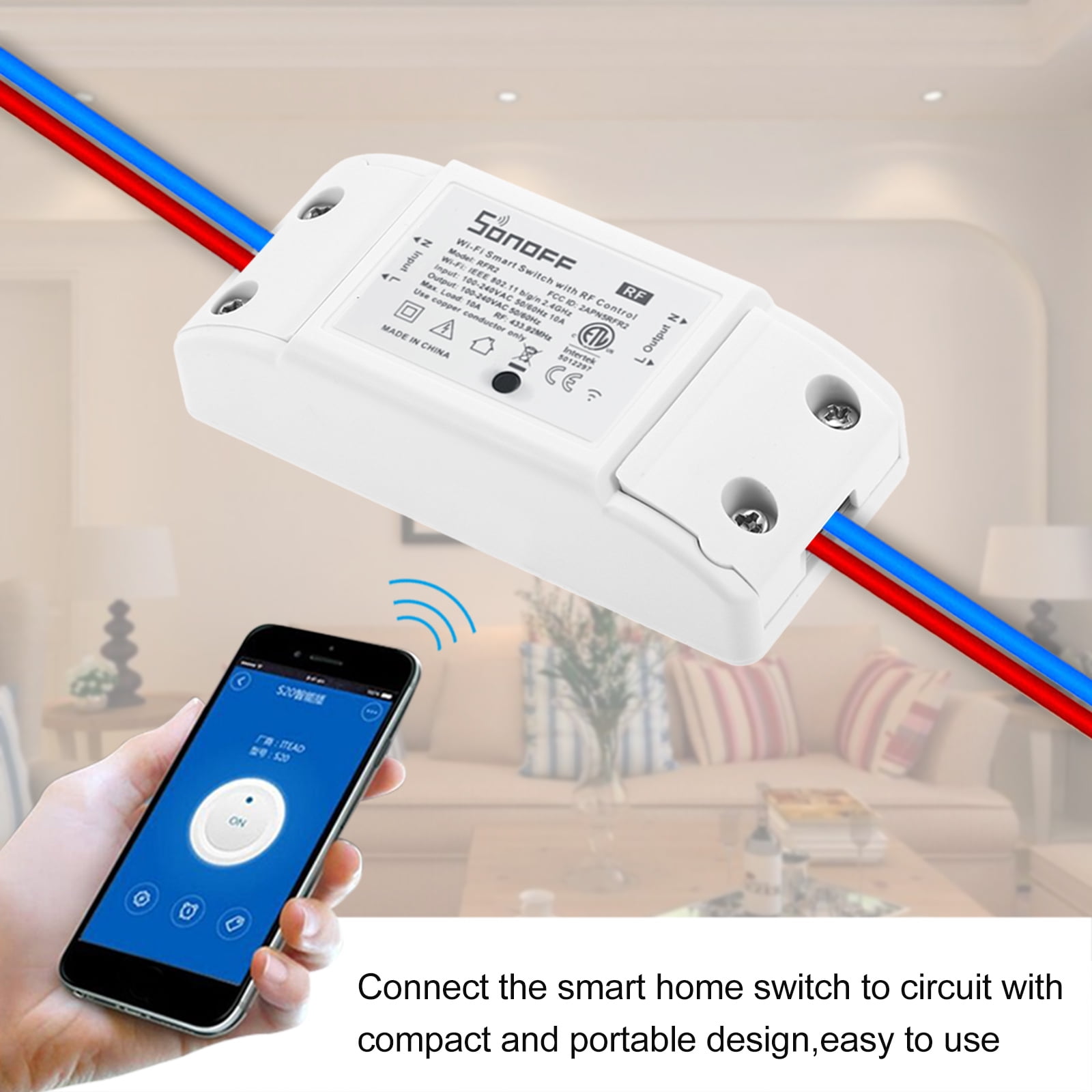 2200W Commutateur sans Fil avec Timer Télécommande pour Android/iOS APP Commande pour Appareils électriques Smart Home Docooler SONOFF RF Interrupteur WiFi RF 433MHz Compatible avec Alexa 10A