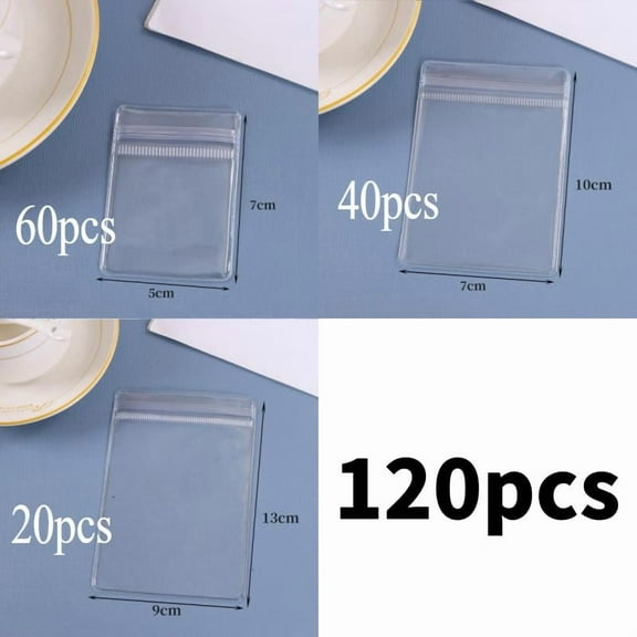 120 pcs - 60 S/40 M/20 L size Self-Sealing PVC Transparent Zip Clear Bags, Jewelry Bags for Storing Rings Earrings Bracelets Boxes Organiser