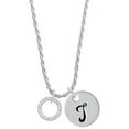 thumbnail image 1 of Delight Jewelry Silvertone Joshua 1:9 Eternity Ring Silvertone Script Initial Disc - T - Charm Necklace, 20"+3", 1 of 4