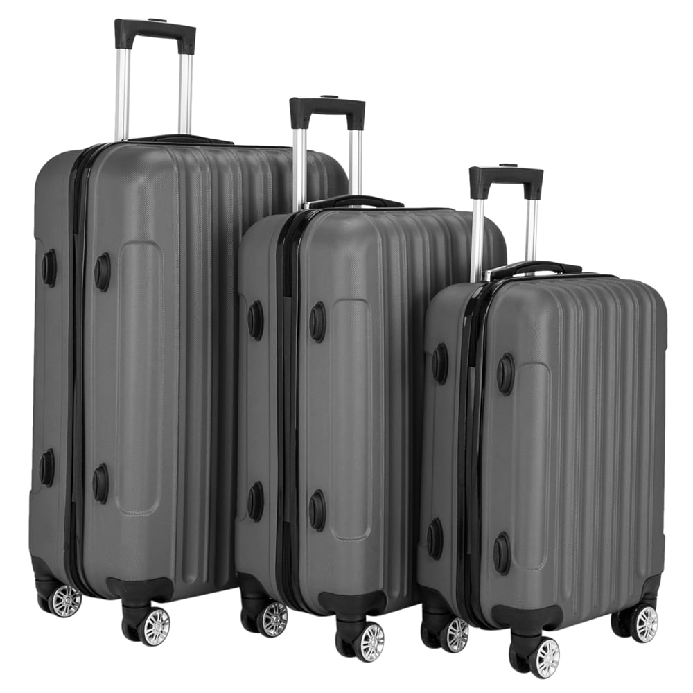 3-Piece Multifunctional Large Capacity Traveling Storage Suitcase Luggage Set Dark Gray