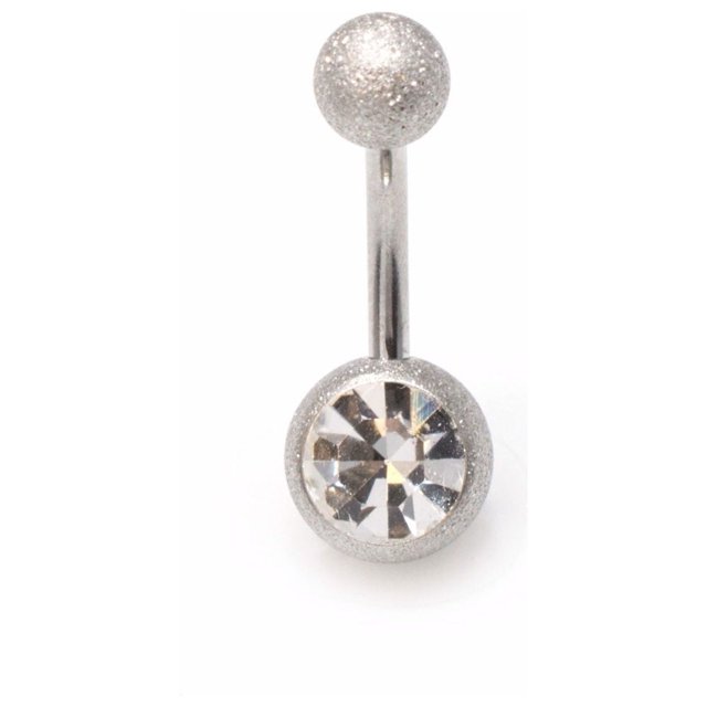 Belly Button Ring 14G Navel Ring Barbell Body Jewelry Sand Finish CZ Ball Ends