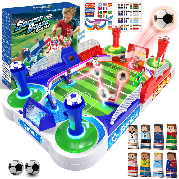 AOGSIYT Mini Foosball Table Game for Kids, Electronic Scoring & Goal Feedback, Soccer Game Set Gifts Boys Toy for Indoor Outdoor, Birthday Gift Toys 3-12 Year Family Gatherings