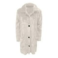 thumbnail image 4 of Wuxian Women Overcoat Long Length Plus Size Button Down Turndown Collar Solid Color Jacket Long Sleeve With Pockets Fall Winter Casual Outerwear,Beige,L, 4 of 6