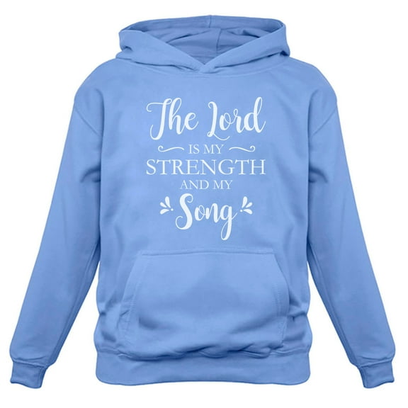 Faith Hoodie for Women Cross Faith Sweatshirts Christian Apparel Graphic Tops Strength California Blue Small