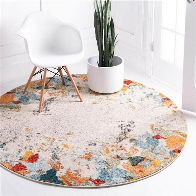 Unique Loom 3146553 4 x 4 ft. Coral Chromatic Round Rug, Multi Color