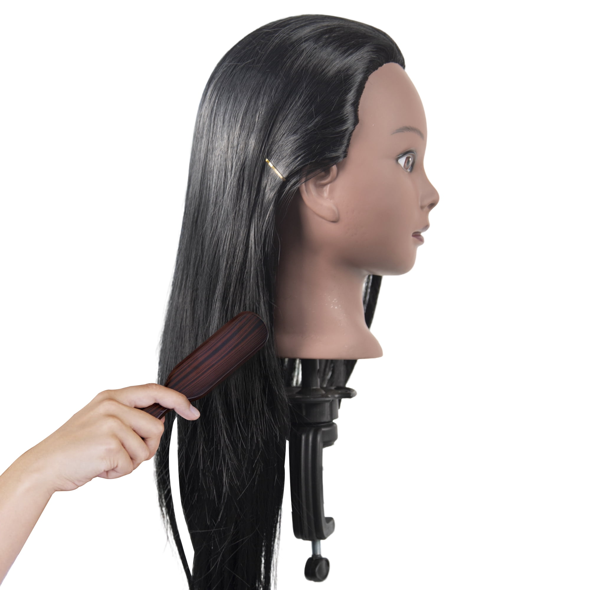 Mannequin Head Hair Styling Training Manikin Cosmetology Doll Head Synthetic Fiber Hair and Free Clamp Holder