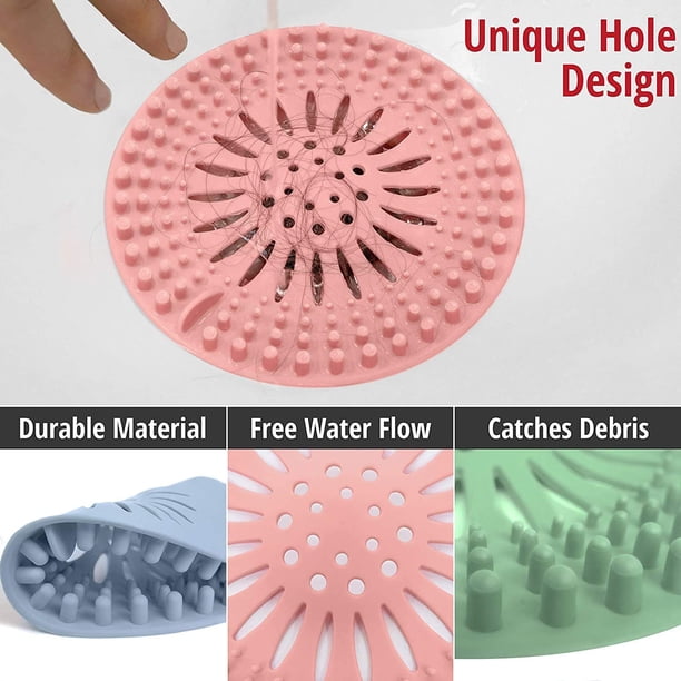 5 piezas de cubiertas de drenaje de ducha, tubo de filtro de colector de pelo de ducha de silicona tapón de colector de pelo de drenaje con ventosa para ba?o de cocina LingWen 8390606467324