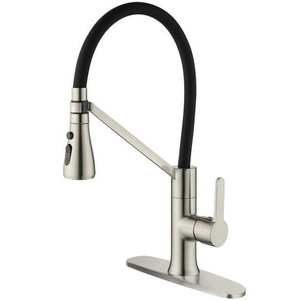 UMANYI Nickel Brush Single Handle Kitchen Faucet with Pull Down Sprayer