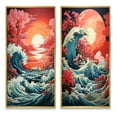thumbnail image 2 of Designart "Waves of Drama V" Beach Framed Wall Art Set Of 2 - Coral Beach Gallery Wall Frame Set For Home Decor, 2 of 7