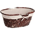 thumbnail image 1 of Large Size Oval Basket In Brown Wicker With Beige Fabric, Folding Handles, 1 of 1