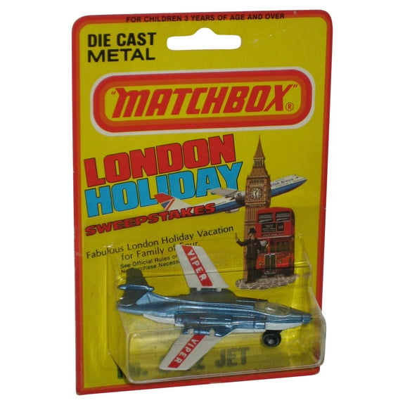 Matchbox S2 Jet (1981) Lesney No. 2 Blue & White Toy Plane - (London Holiday Card)