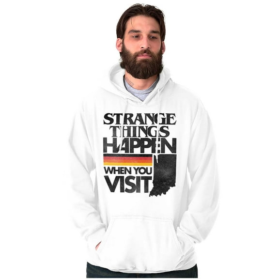 Strange Things Happen in Indiana Cool Unisex Plus Fleece Graphic Hoodie Brisco Brands 2X