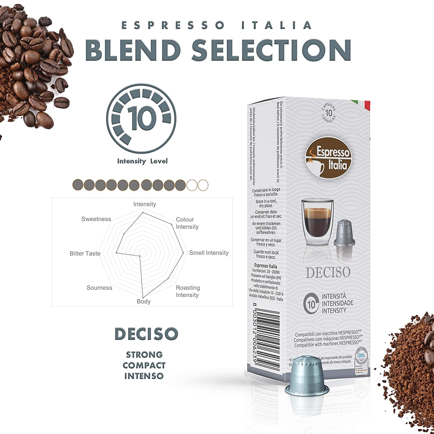 Espresso Italia Naturally Caffeinated Coffee Pods, 200 capsules, Variety Pack