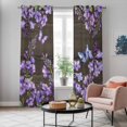 thumbnail image 4 of Purple Flowers Kitchen Curtains Window Panels, Butterfly Spring Floral Wooden Farmhouse Insulated Window Treatment Curtain, Grommet Curtains for Bedroom/Living Room/Bathroom, 2 Piece 42"Wx84"L, 4 of 8