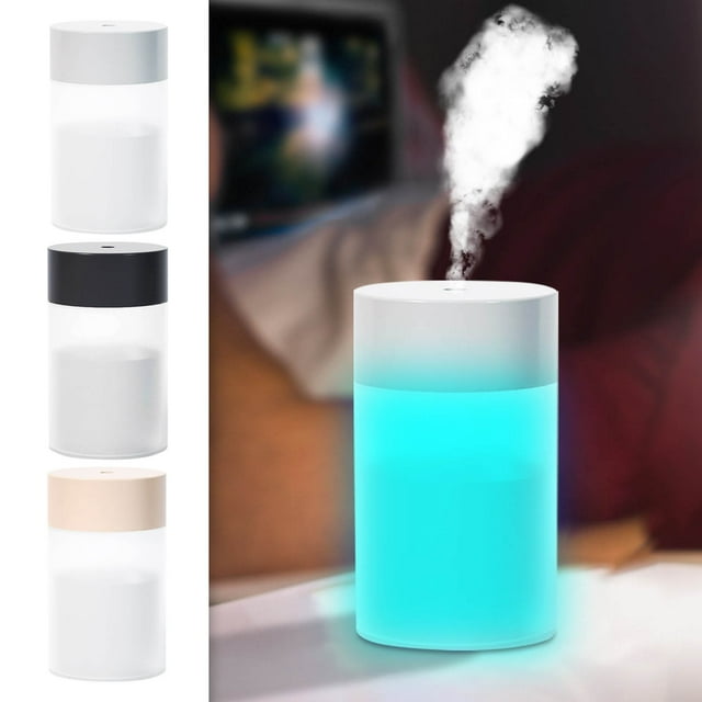 Xihbxyly Humidificador Portátil Silencioso, Diseño de Luz Nocturna Colorida, Alimentación Por Usb, Aromaterapia y Purificación Del Aire, Alivio Del Estrés y Relajación, Uso En Casa o En La Oficina, T