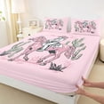 thumbnail image 3 of jejeloiu Vintage Cowgirl Hats Bed Sheets,Green Cartoon Cactus King Sheets For Girls 4 Pieces, 3 of 7